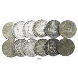 Lot of 6 Mexico City, Mexico, pillar and bust 8 reales, Charles III through Ferdinand VII, all more