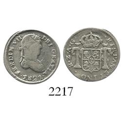 Zacatecas, Mexico, bust 1/2 real, Ferdinand VII, 1821AG, rare.