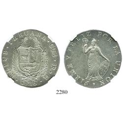 Cuzco, Peru, 8 reales, 1826G, encapsulated NGC AU-55.