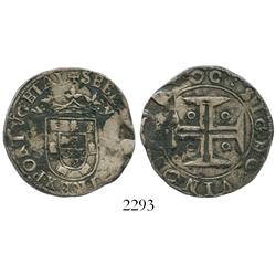 Lisbon, Portugal, tostao (100 reis), Sebastian (1557-78), large cross.