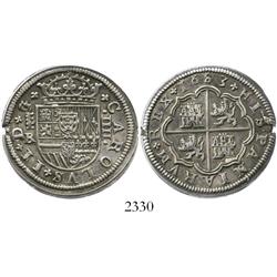 Segovia, Spain, milled 4 reales, Charles II, 1683BR.