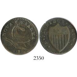 USA, New Jersey copper "cent," 1787, small planchet, plain shield, encapsulated NGC XF-40 BN.