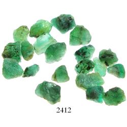 Lot of 20 large, Grade-1 quality natural emeralds, 23.0 carats total.