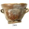 Image 1 : Miniature clay figurine (tonalaware): two-handled bowl with flower painting on side.