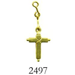 Tiny gold cross with two links.