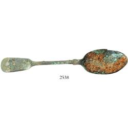 Brass soup spoon, uncleaned.