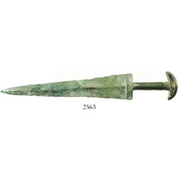 Ancient Luristan (northern Persia, now Iran), large bronze dagger with complete "ear"-type handle, c