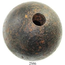 Large, iron cannonball grenade.