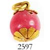 Image 1 : Gold and pink-glass pendant, Spanish colonial (1500s-1600s).