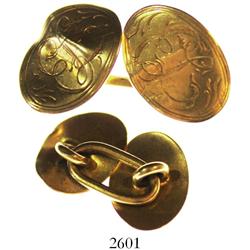 Gold cufflink, late 1800s(?).