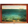 Image 1 : Framed oil-on-board painting (ca. 1950s) entitled "Treasure Diving / West Indies" (artist unknown).