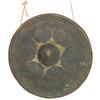 Image 2 : Old Gilded Handcarved Teak Temple Guards w/Gong (ANT-187)
