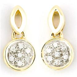 0.14Ct Natural Diamond Yellow 9K Gold Earrings (JEW-9120X)