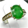 Image 2 : 2.05ctw Diffushion Jade White Gold Vermeil Ring (JEW-2296)