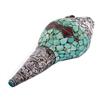Image 2 : Tibet Vintage Turquoise Silver Covered Shell Horn (ANT-993)