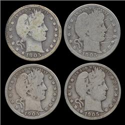 1905P/O/S Barber Quarters Lot of 4 Better Circ. (COI-7430)