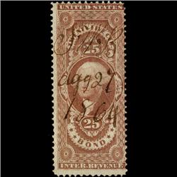 1860s US Revenue Stamp 25c Bond (STM-1487)