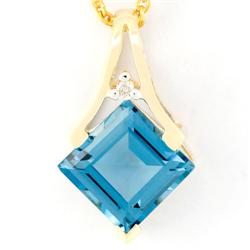 2.48Ct London Blue Topaz Diamond 9K Gold Pendant (JEW-9059X)