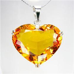 76.45ctw Sterling Heart Pendant Orange Citrine (JEW-2304)