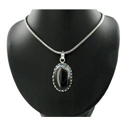 246ct Natural Onyx German Silver Pendant/Chain (JEW-2414)