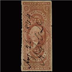 1860s US Revenue Stamp 25c Imperf Protest (STM-1356)