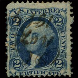 1860s US Revenue Stamp 2c Certificate Blue (STM-1464)