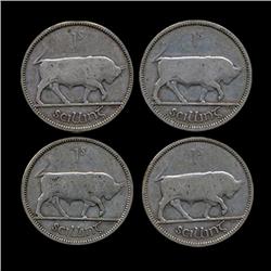 1937 Ireland 1s Silver Lot of 4 RARE Date (COI-7368)