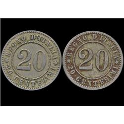 1894/95 Italy 20c Higher Grade Pair (COI-7584)