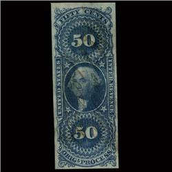 1860s US Revenue Stamp 50c Imperf Orig Process (STM-1361)