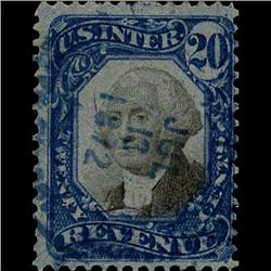 1870s US Revenue Stamp 20c Rare Color (STM-1401)
