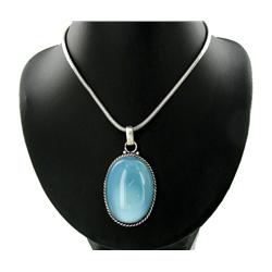 305ct Chalchadony German Silver Pendant/Chain (JEW-2416)