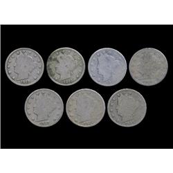 1912D Liberty Nickel Circulated Lot of 7 SCARCE (COI-7614)