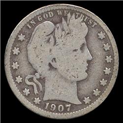 1907S Barber Quarter Better Circulated (COI-7431)
