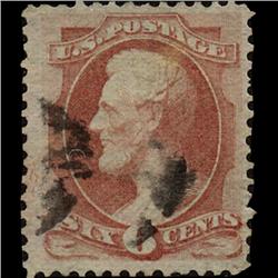 1870 SCARCE US 6c Lincoln Rose Used Stamp (STM-1299)