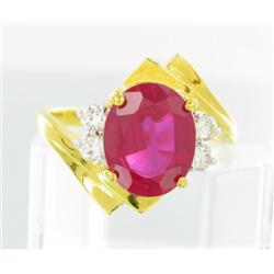 18ctw Lab Dia/Ruby 22k Gold Vermeil Ring (JEW-2378)