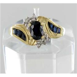 1.2ctw Blue Sapphire & Diamond 10k Gold Lady Ring (JEW-1899)