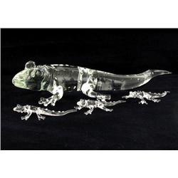 Handcrafted Glass Gecko Mom & Kids (DEC-384)