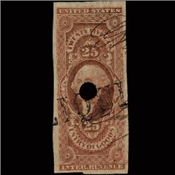 1860s US Revenue Stamp 25c Imperf Entry of Goods (STM-1364)