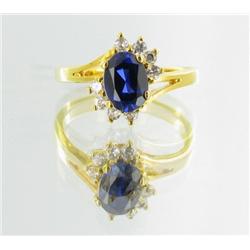 11ctw Lab Dia/Sapphire 22k Gold Vermeil Ring (JEW-2382)