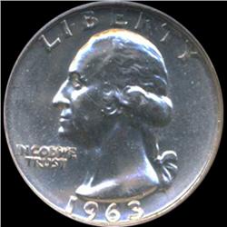 1963D GW 25c Silver Quarter Coin Graded GEM (COI-6848)