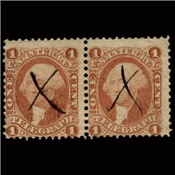 1860s US Revenue Stamp 1c Telegraph Pair (STM-1462)