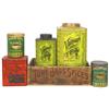 Image 1 : Country store tins & box (6 items), Tone Bros Spices wooden box w/paper labels on ends-Des Moines, I