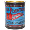 Image 1 : Planters Peanut 10# metal tin w/correct lid, colorful w/Mr. Peanut graphics, VG cond, 10"H x 8.5"Dia