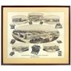 Typewriter framed sepia print from the Underwood Elliott Fisher Co., pictures various manufacturing 
