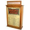 Munyon's Homoeopathic Remedies cabinet w/top sign, tin litho door panel shows prices of remedies, 41