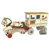 Toy, Rich's Little Milk Man pull toy, GR-3-2569, wood horse w/painted wood & metal milk wagon, compl