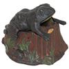 Mechanical bank, Toad on Stump, mfgd by J&E Stevens, cast iron w/orig paint, Exc cond w/wonderful pa