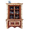 Children's cupboard & blue willow dishes, primitive pine w/painted details, VG cond, 25"H x 16"W & 2