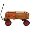 Children's Coaster King Wagon, wood w/steel wheels, orig red paint, Exc cond, 44"L x 19"W.