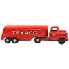 Toy Texaco tanker, mfgd by Buddy L, 24"L & Caterpillar D6, mfgd by Modern Toys, missing smokestack &
